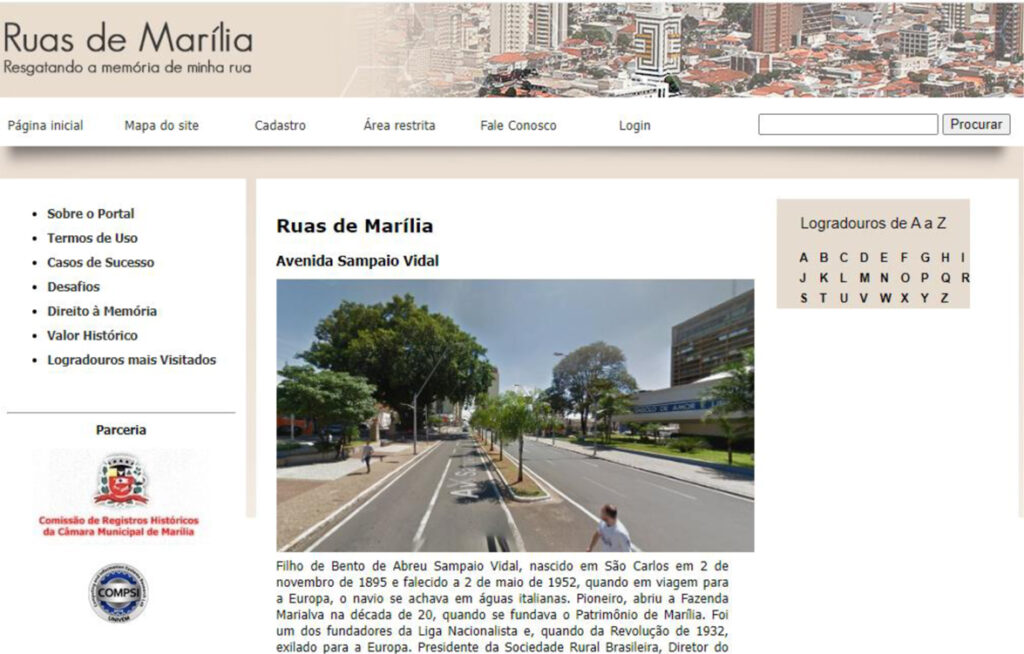 Portal “Ruas de Marília” é oportunidade única de resgate da história do município